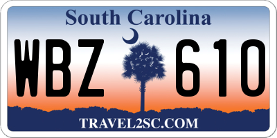 SC license plate WBZ610
