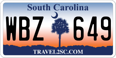 SC license plate WBZ649