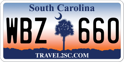SC license plate WBZ660