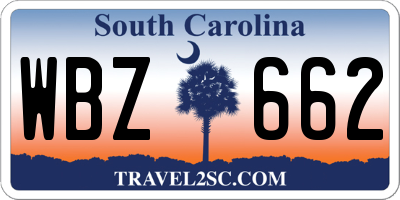 SC license plate WBZ662