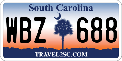 SC license plate WBZ688