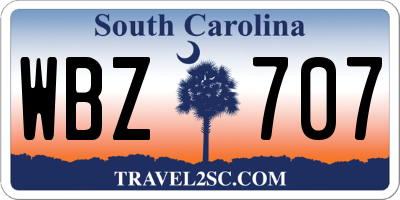SC license plate WBZ707