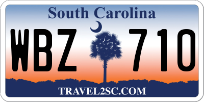 SC license plate WBZ710
