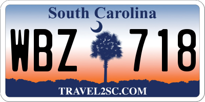 SC license plate WBZ718