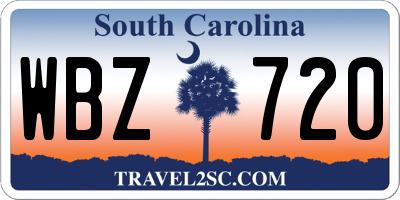 SC license plate WBZ720