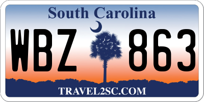 SC license plate WBZ863