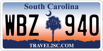 SC license plate WBZ940