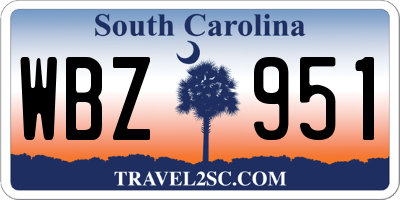 SC license plate WBZ951