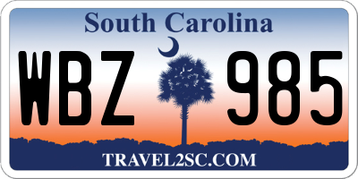 SC license plate WBZ985