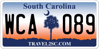 SC license plate WCA089