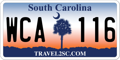 SC license plate WCA116