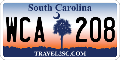 SC license plate WCA208