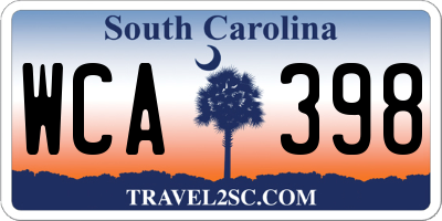 SC license plate WCA398