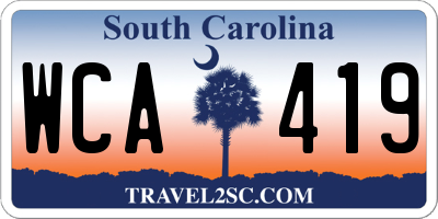 SC license plate WCA419