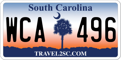 SC license plate WCA496