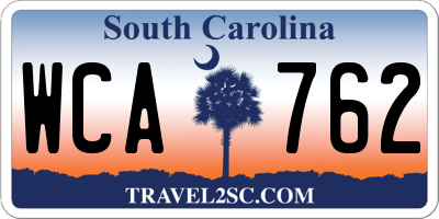 SC license plate WCA762