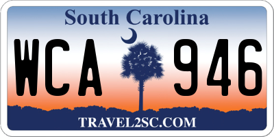 SC license plate WCA946