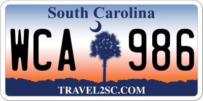 SC license plate WCA986
