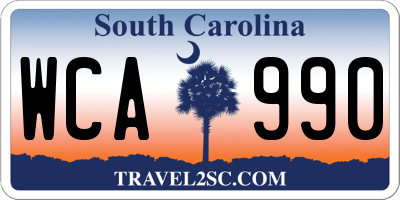 SC license plate WCA990