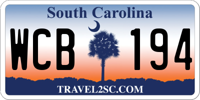SC license plate WCB194