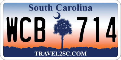 SC license plate WCB714