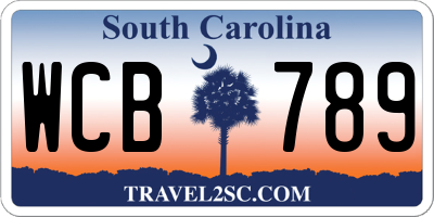 SC license plate WCB789
