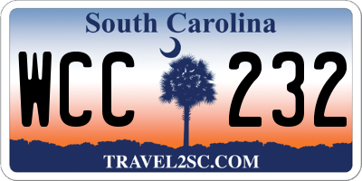 SC license plate WCC232