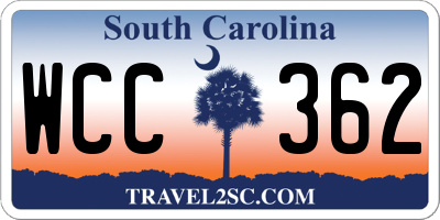SC license plate WCC362