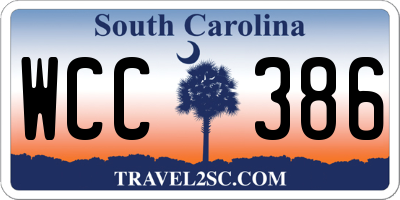 SC license plate WCC386
