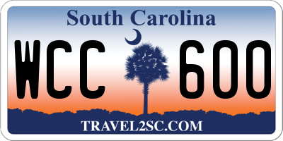 SC license plate WCC600