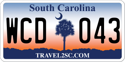 SC license plate WCD043
