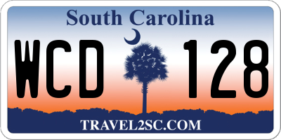 SC license plate WCD128