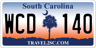 SC license plate WCD140