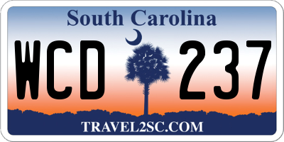 SC license plate WCD237