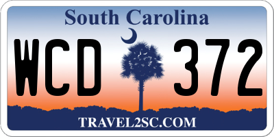 SC license plate WCD372