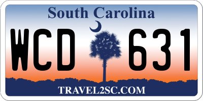 SC license plate WCD631