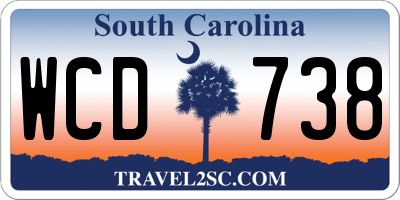 SC license plate WCD738