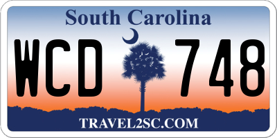 SC license plate WCD748