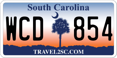 SC license plate WCD854