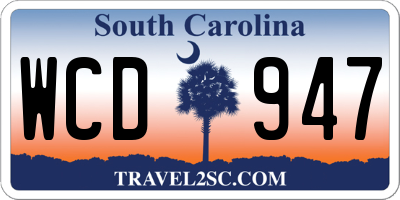 SC license plate WCD947