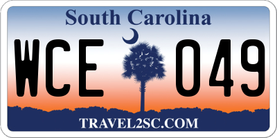 SC license plate WCE049