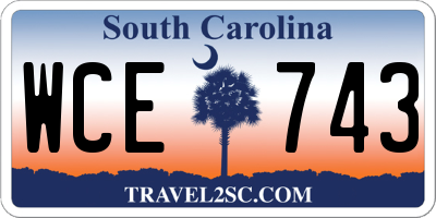 SC license plate WCE743