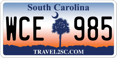 SC license plate WCE985