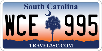 SC license plate WCE995