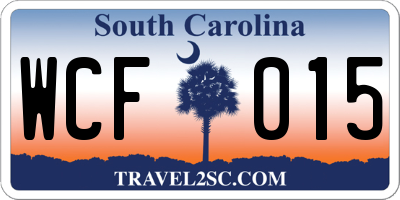 SC license plate WCF015