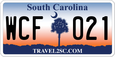 SC license plate WCF021