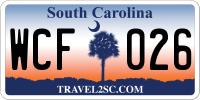 SC license plate WCF026