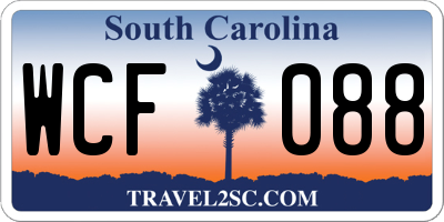 SC license plate WCF088