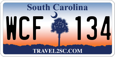 SC license plate WCF134