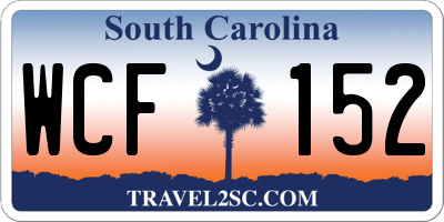 SC license plate WCF152